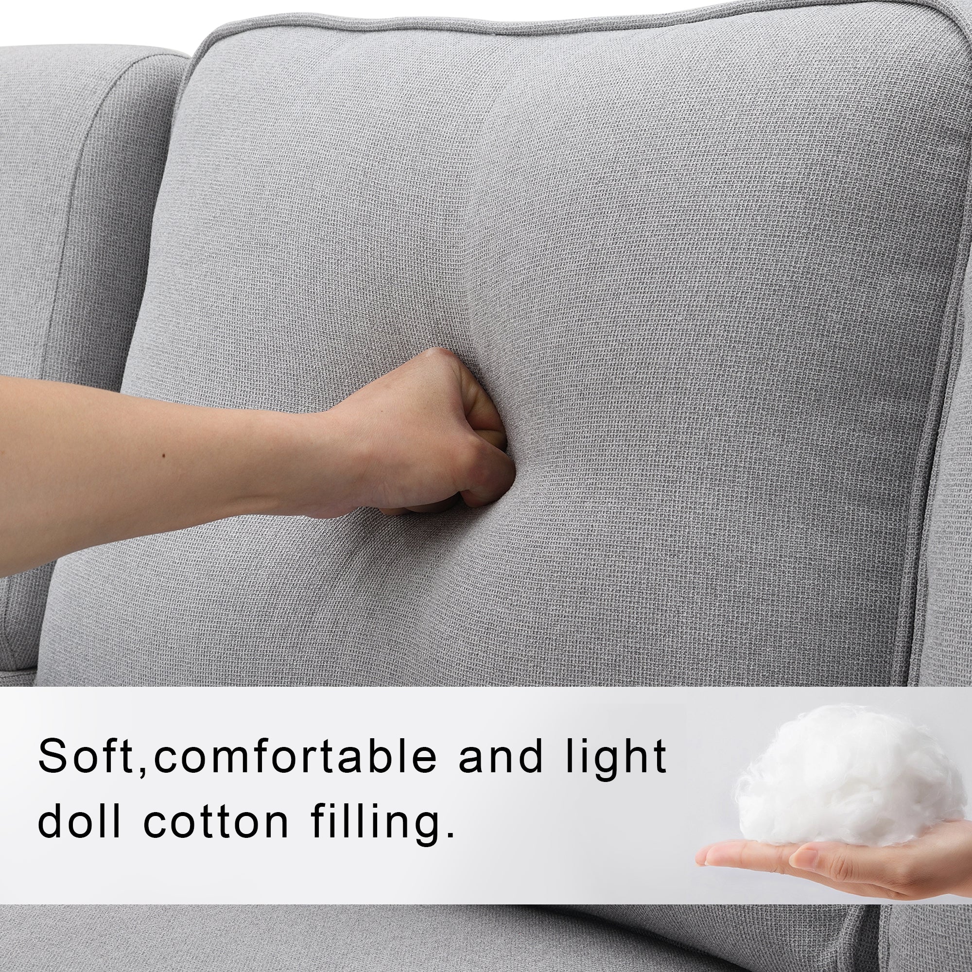 [VIDEO provided] [New] 104' 4-Seater Modern Linen Fabric Sofa with Armrest Pockets and 4 Pillows,Minimalist Style Couch for Living Room, Apartment, Office,3 Colors