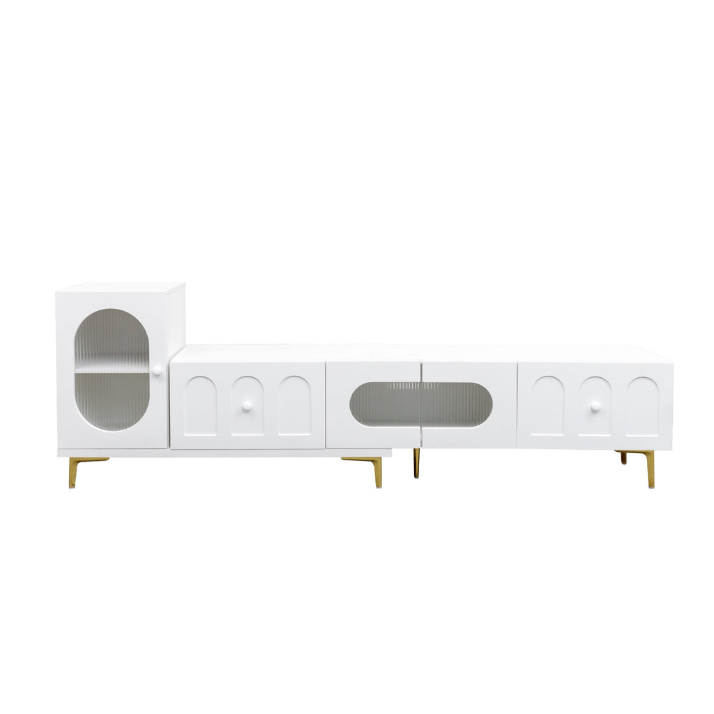 Wood Extendable TV Stand Rectangle Entertainment Center,Media TV Console for Living Room Bedroom