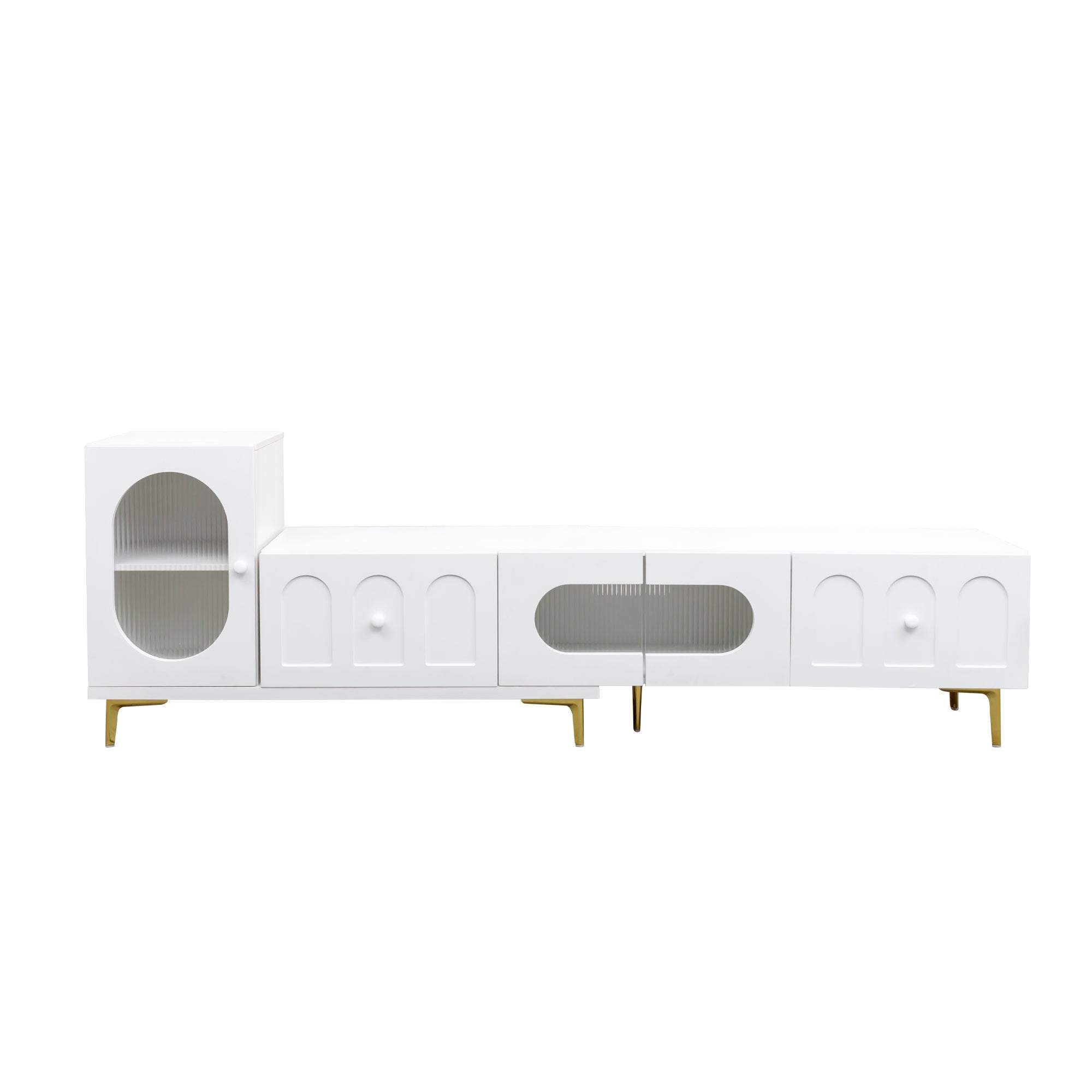 Wood Extendable TV Stand Rectangle Entertainment Center,Media TV Console for Living Room Bedroom