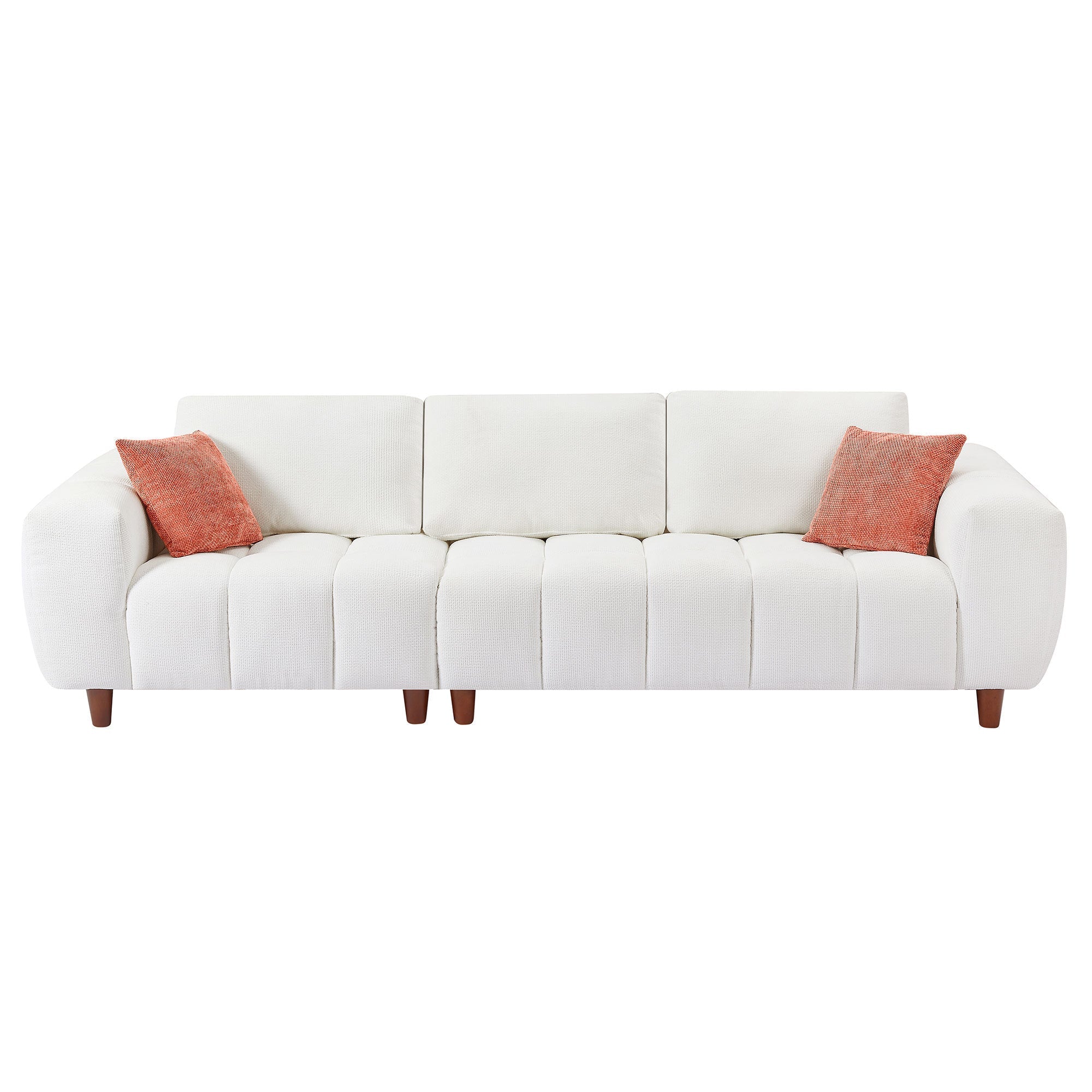 (without ottman) 111.81 Inch Sectional Sofa Couch,Sofa with Fabric Couch,Modern Design Cream Style Marshmallow Sofa for Living Room and Office,White