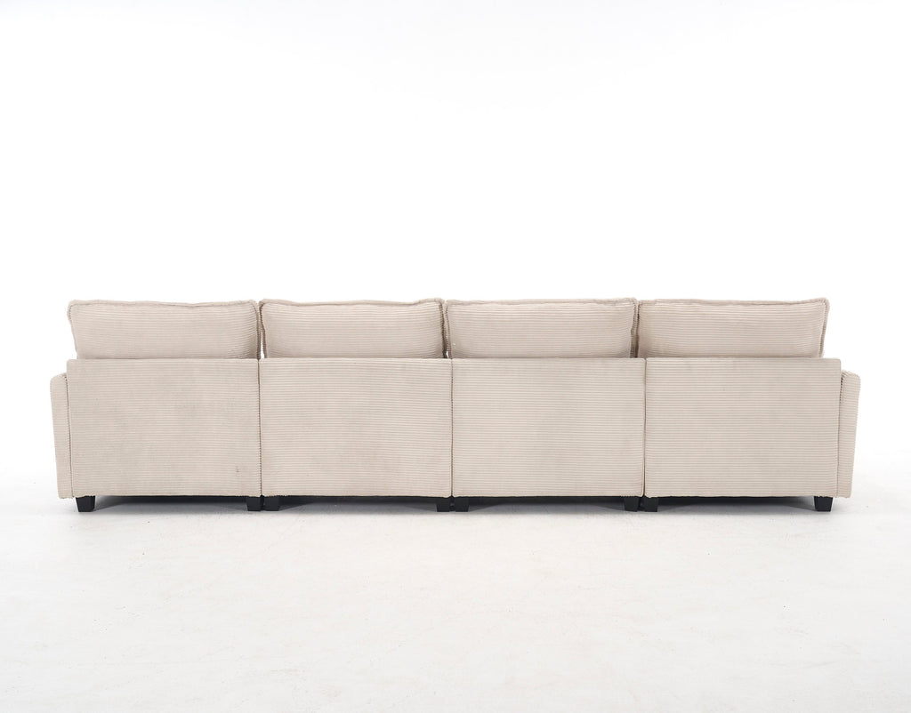 [VIDEO provided][New]Oversized Modular Sofa ,  Velvet Large U-Shaped Couch Comfy Upholstered 4-Seat Sofa with 2 Ottoman,2 Lumbar Pillow, Deep Seat Couch for Living Room