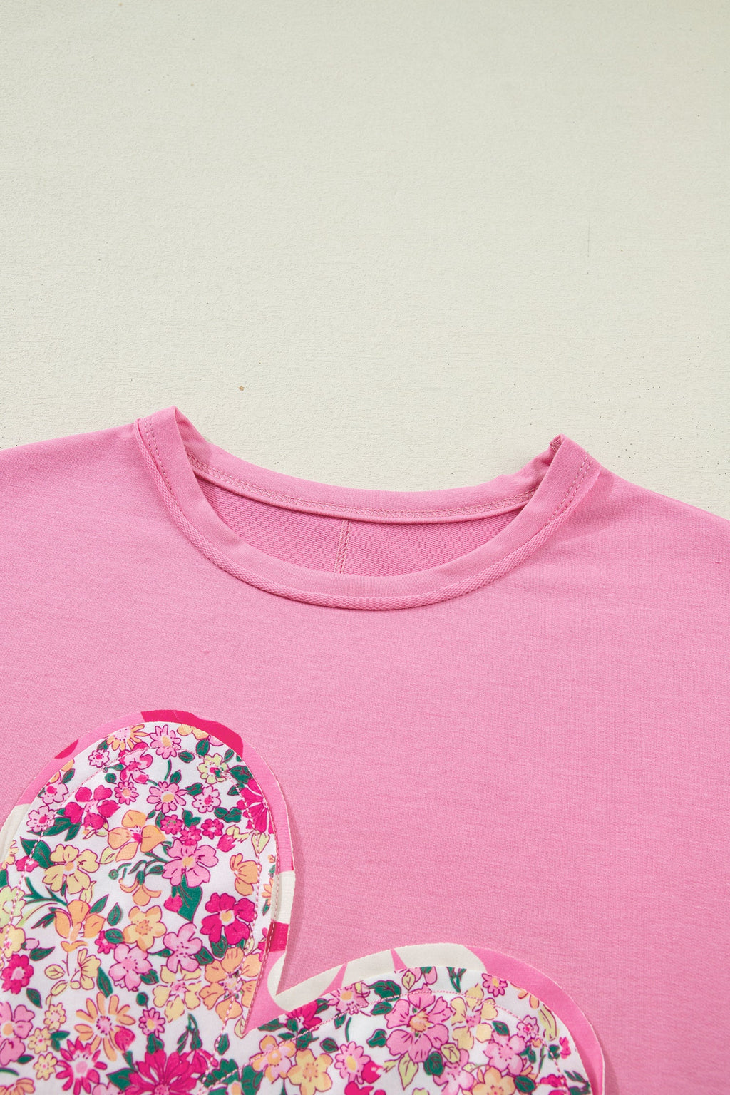 Floral Patchwork Raw Seam Oversize Tee
