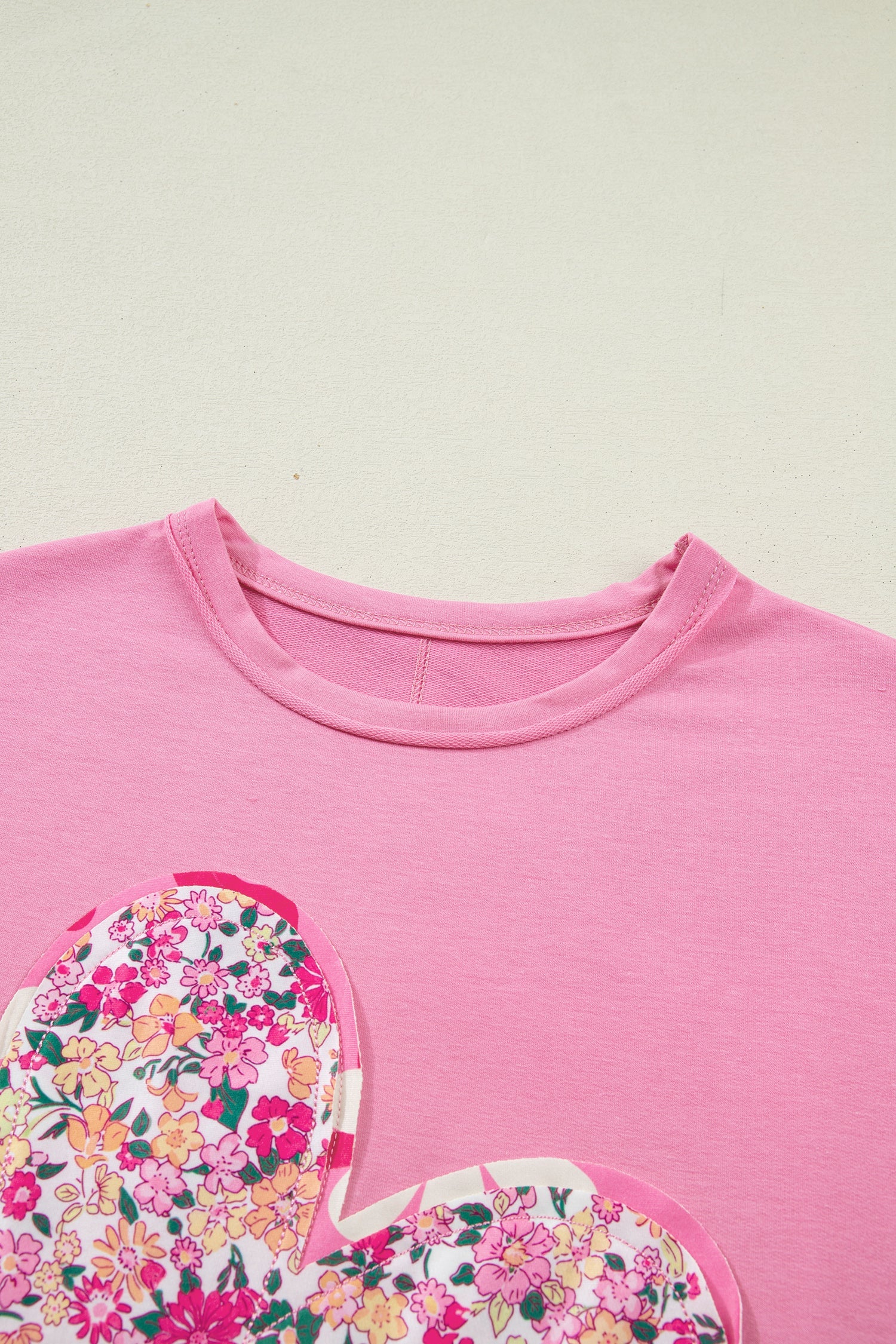 Floral Patchwork Raw Seam Oversize Tee