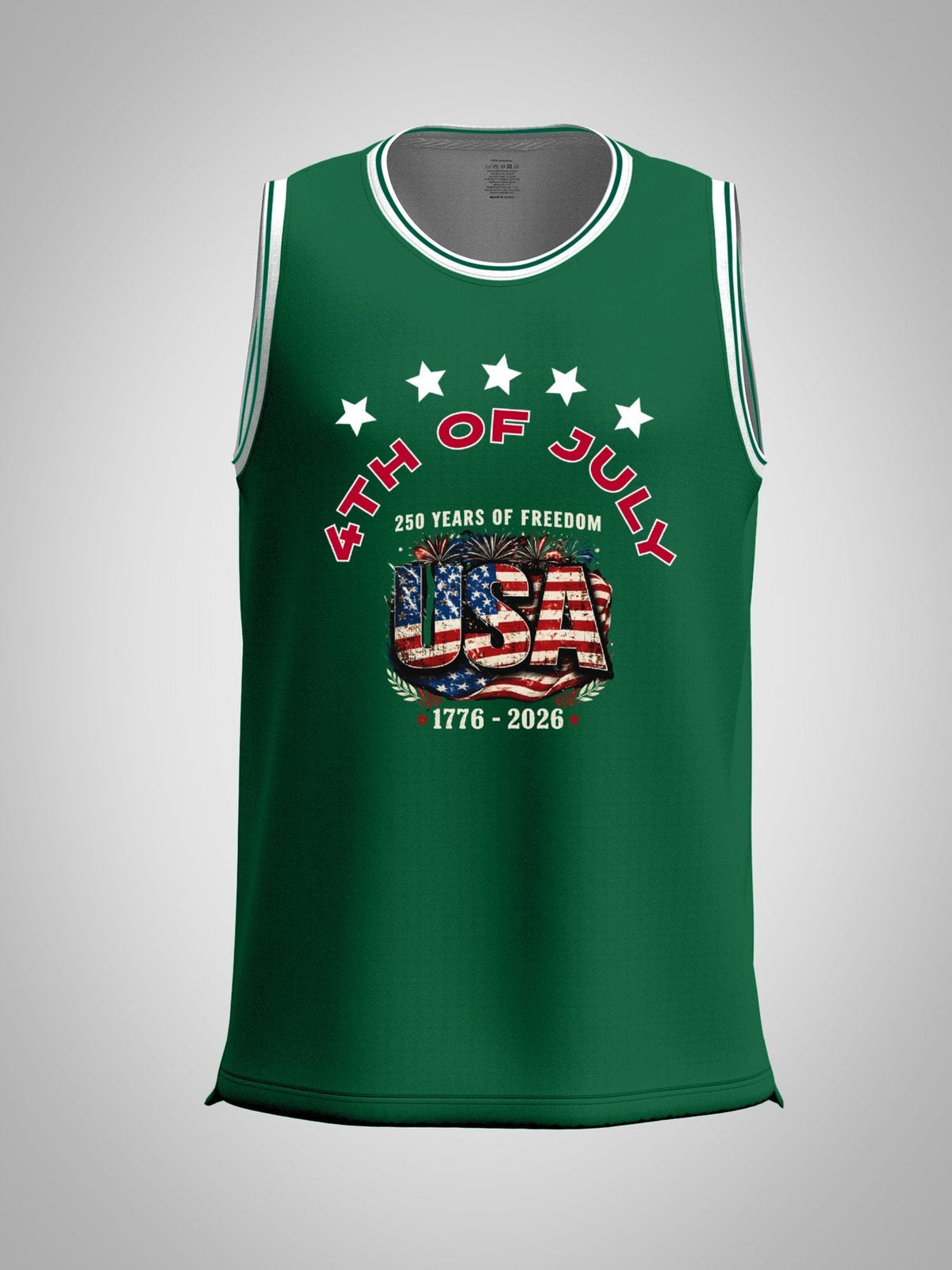 4th of July Adult Green Basketball Jersey | Ships From USA