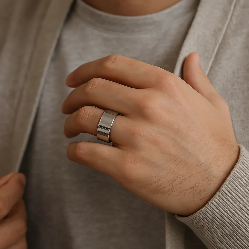 SUTTON Flat White Tungsten Wedding Band with Polished Finish - 12mm