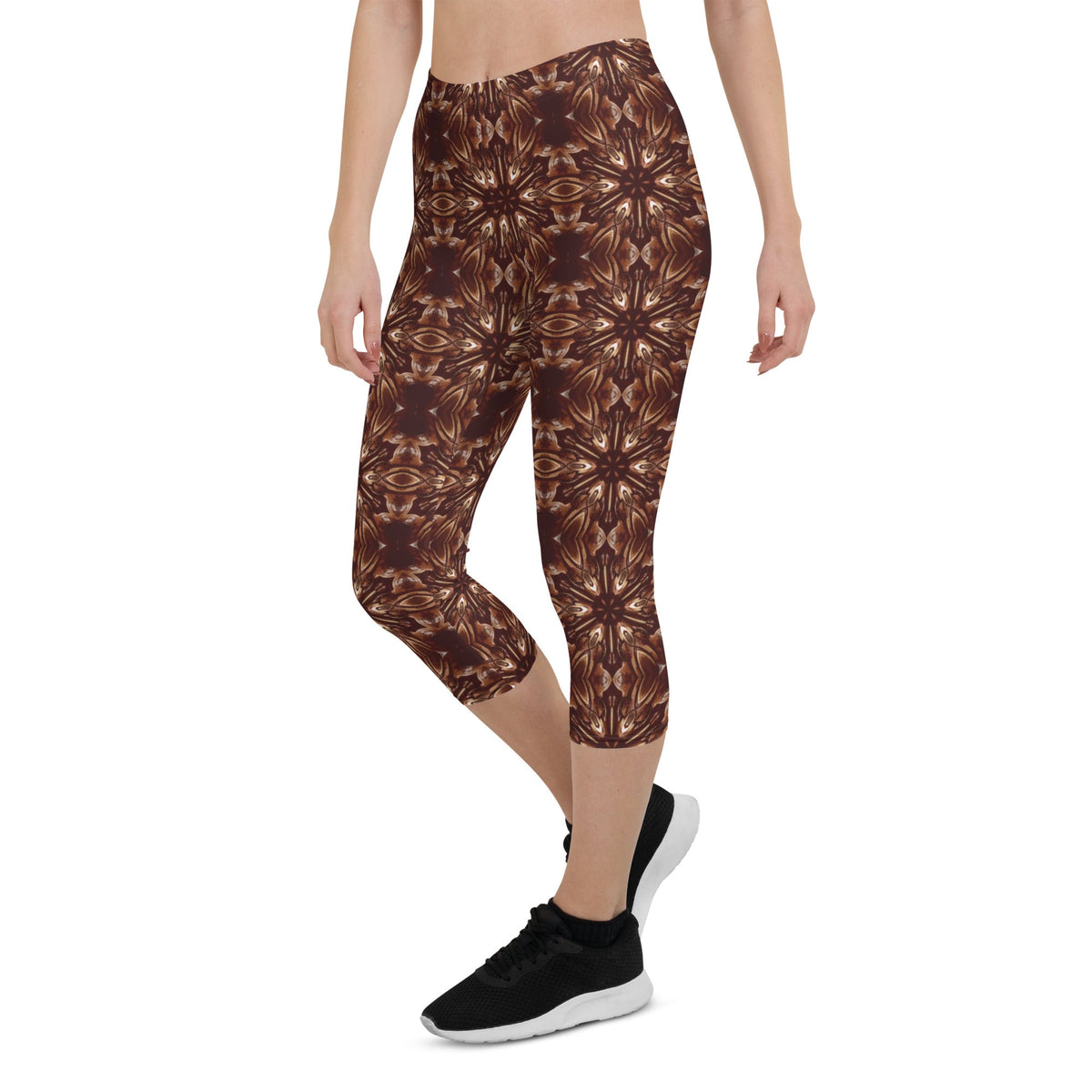Steamy Brown Steampunk Super Soft Capri Leggings