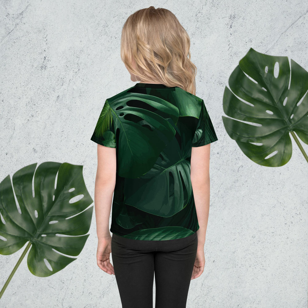 Child's Giraffe Surrounded by Greenery Printed T-shirt