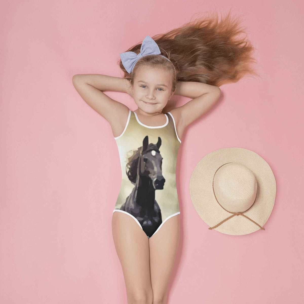 Wild Black Horse All-Over Print Kid's Swimsuit