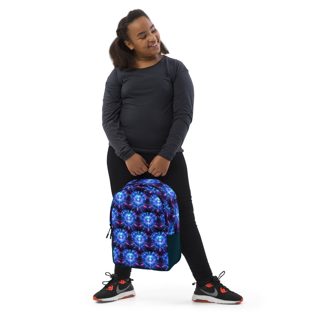Neon Blue Hearts Printed Backpack