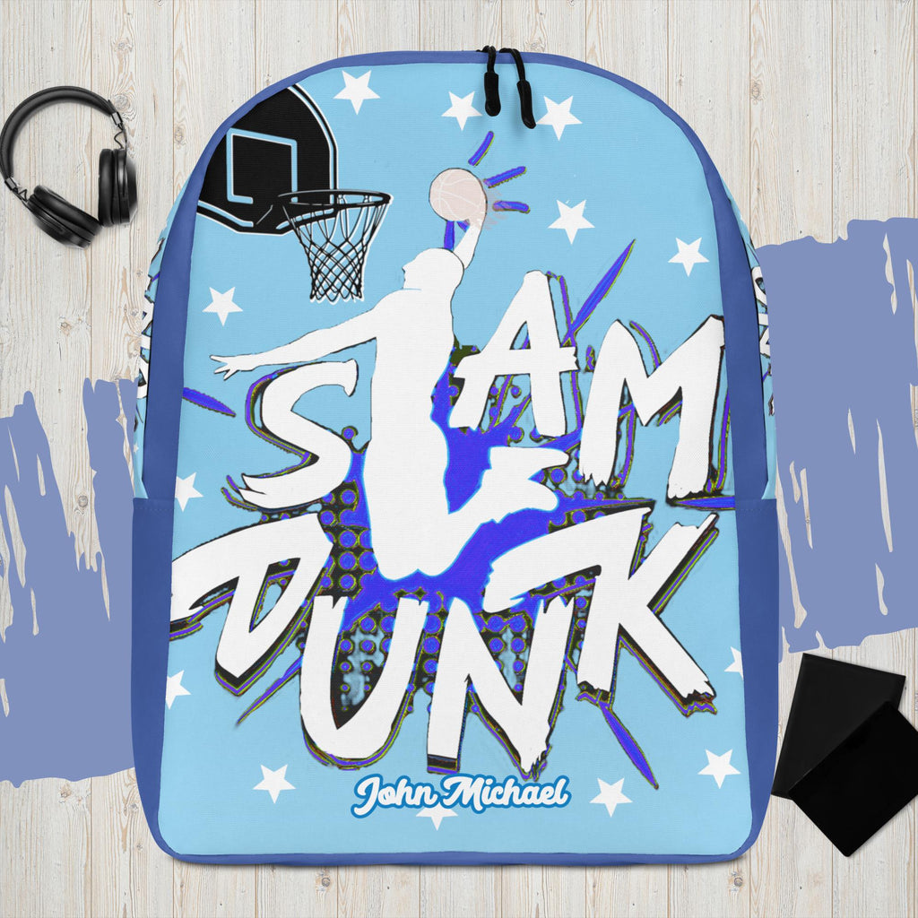 Slam Dunk Basketball Minimalist Printed Backpack with Custom Name