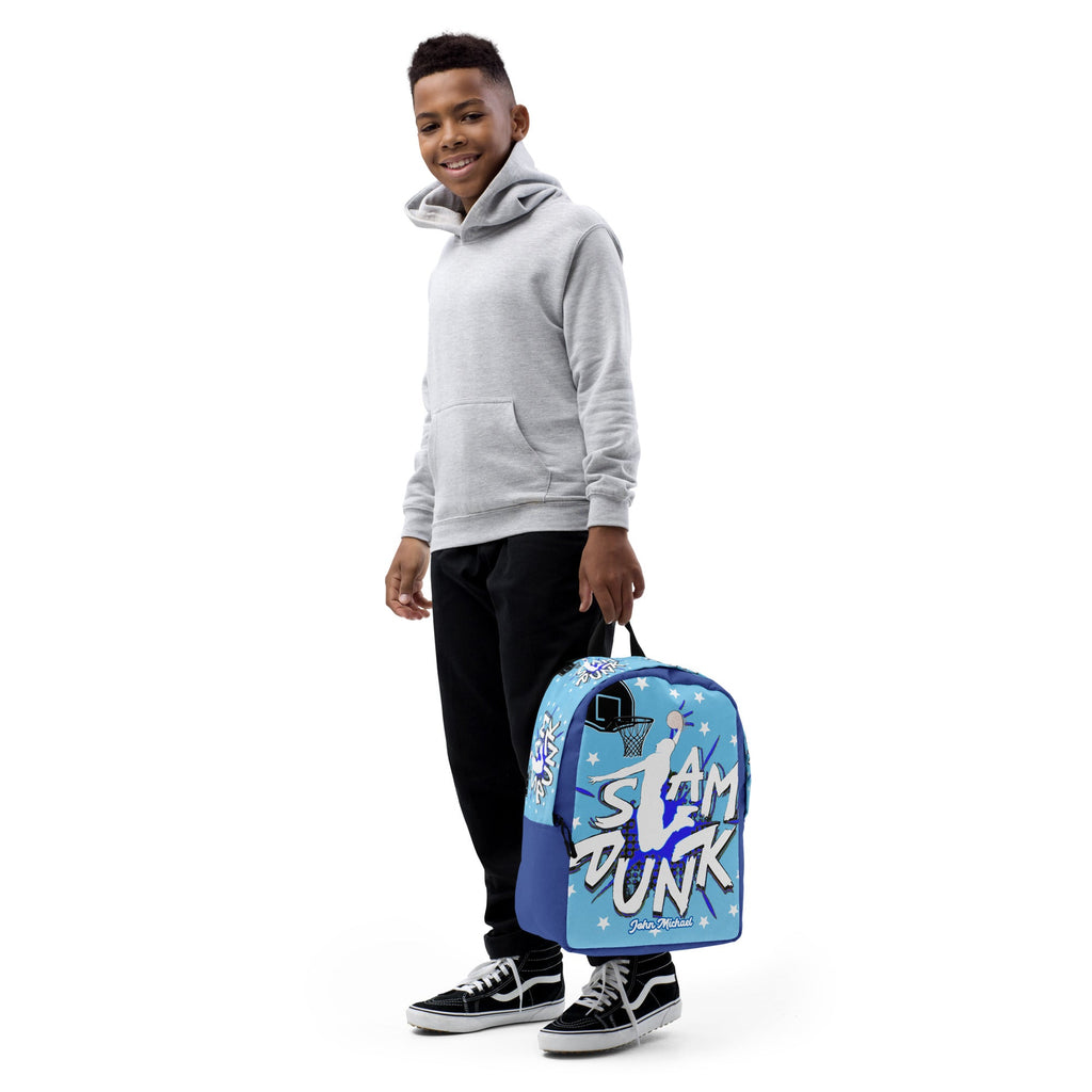 Slam Dunk Basketball Minimalist Printed Backpack with Custom Name