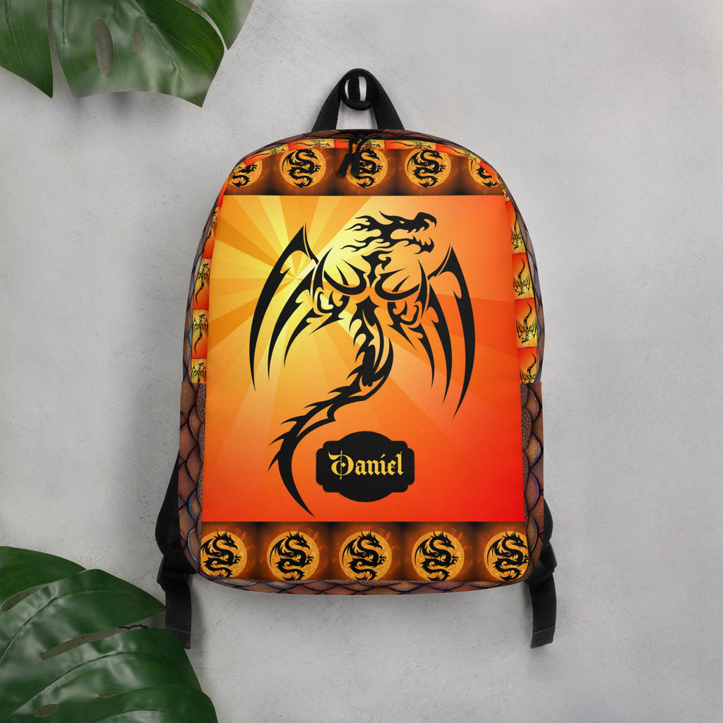 Red Fire Dragon Printed Backpack with Custom Name