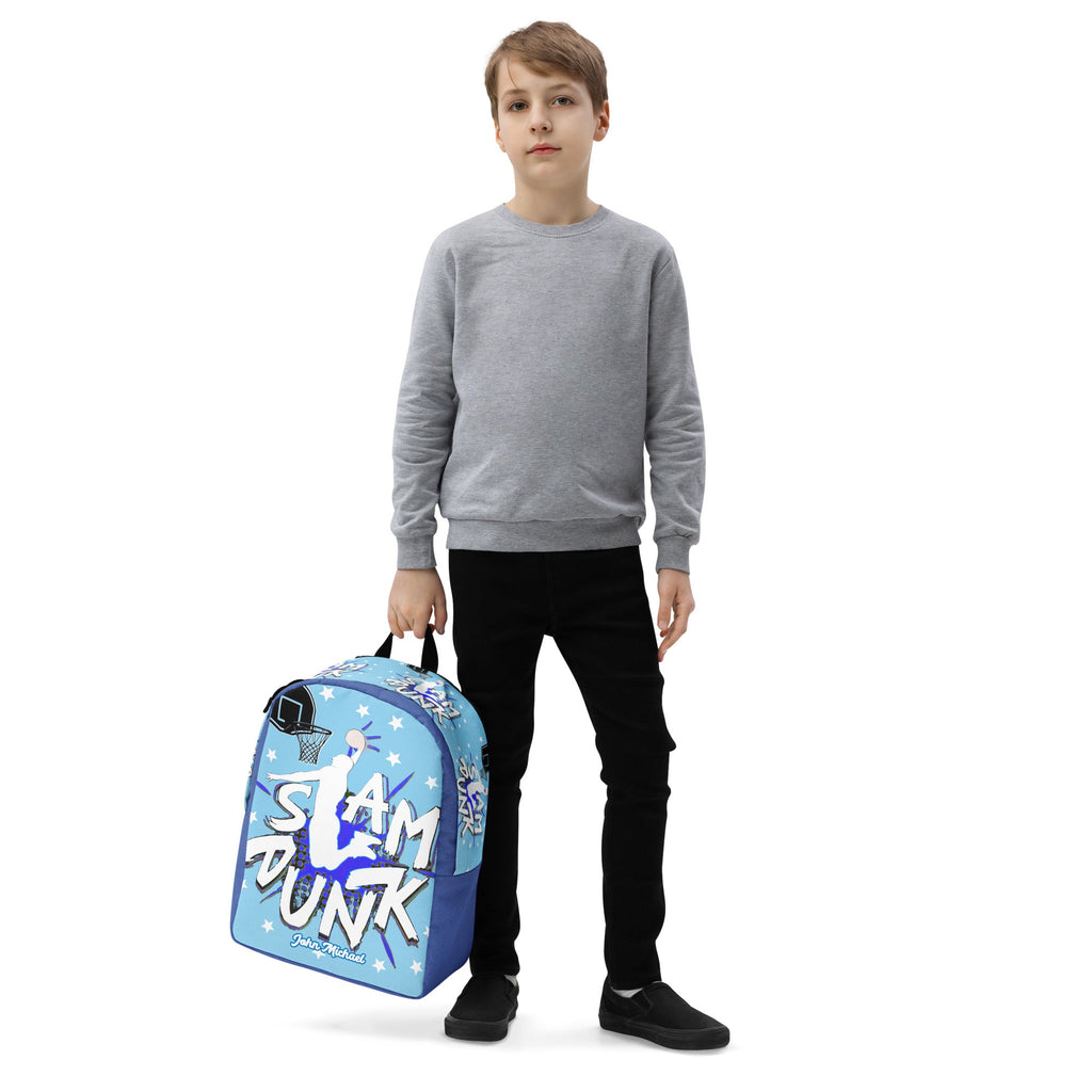 Slam Dunk Basketball Minimalist Printed Backpack with Custom Name