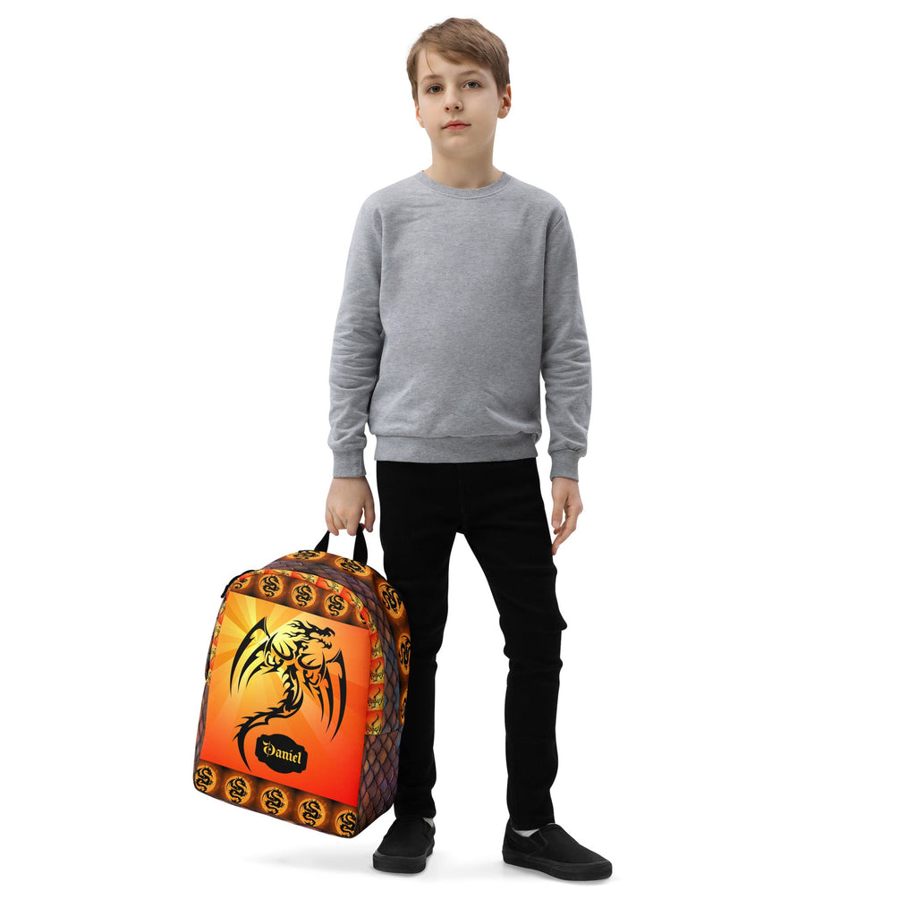 Red Fire Dragon Printed Backpack with Custom Name