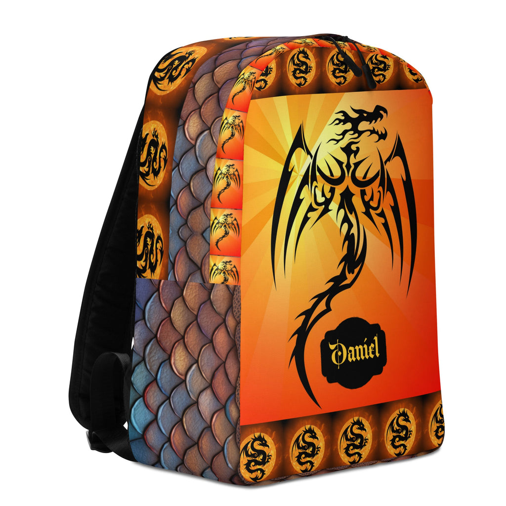 Red Fire Dragon Printed Backpack with Custom Name