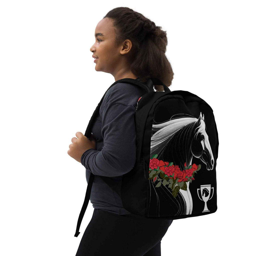 Winning White Horse Black Minimalist Backpack