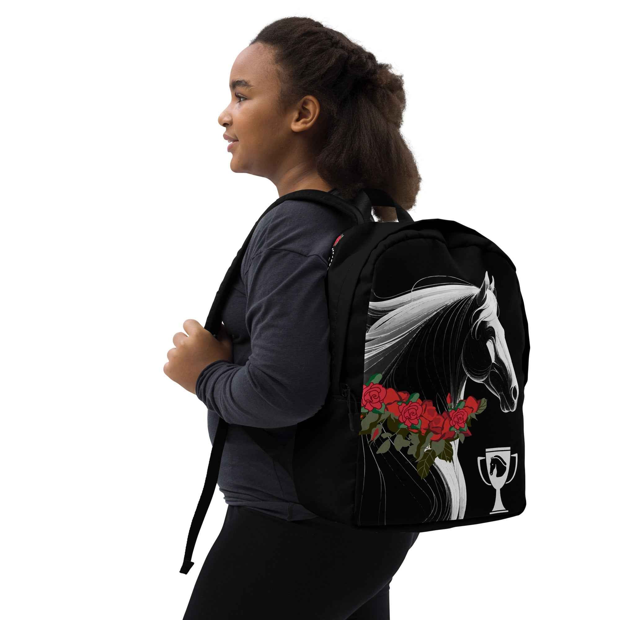 Winning White Horse Black Minimalist Backpack