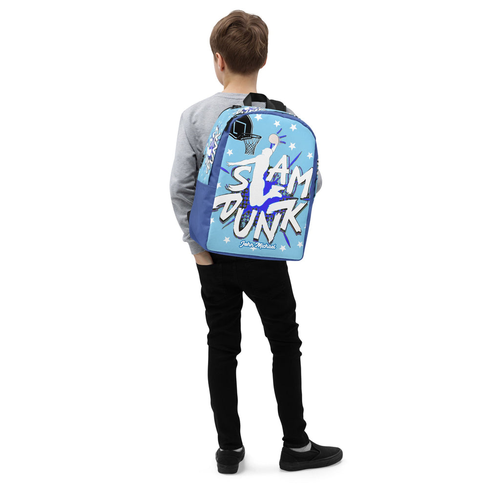 Slam Dunk Basketball Minimalist Printed Backpack with Custom Name