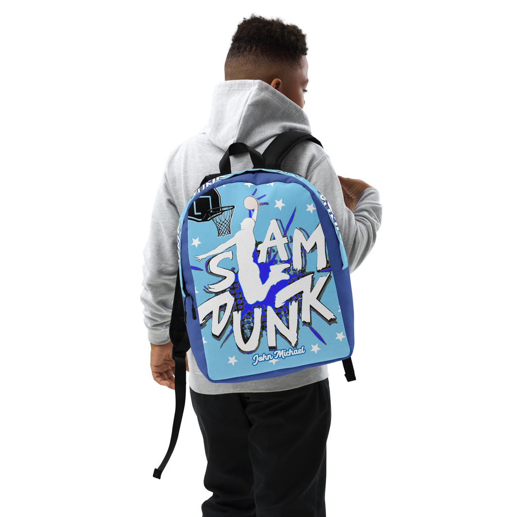 Slam Dunk Basketball Minimalist Printed Backpack with Custom Name