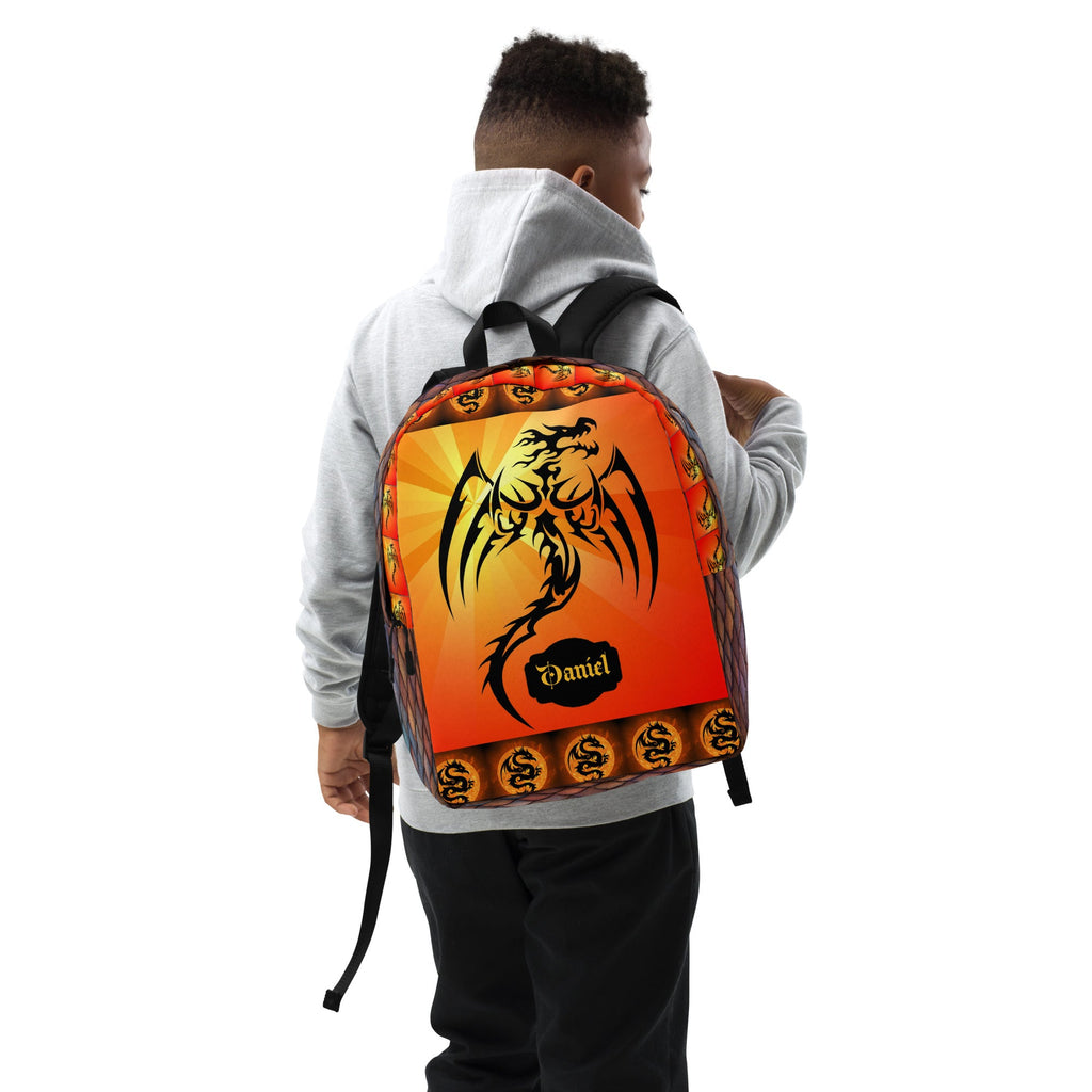 Red Fire Dragon Printed Backpack with Custom Name