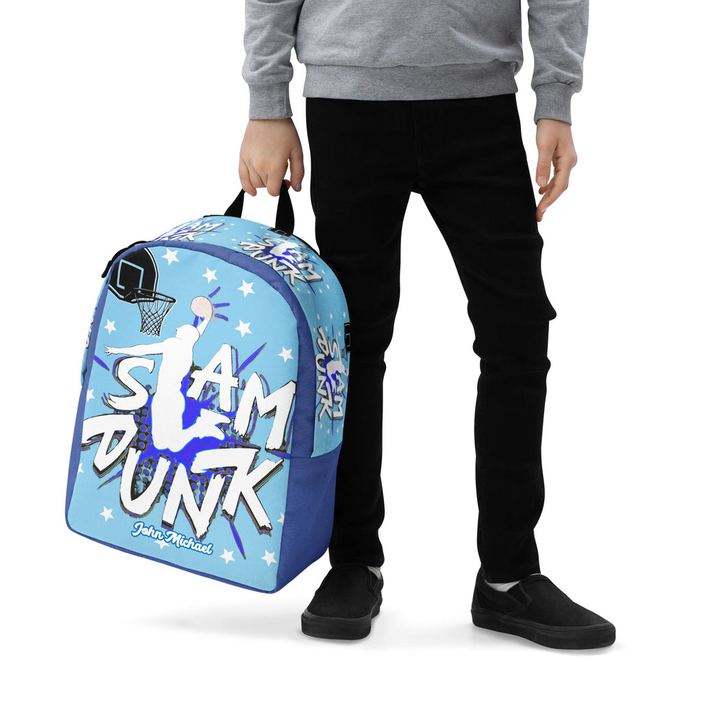 Slam Dunk Basketball Minimalist Printed Backpack with Custom Name