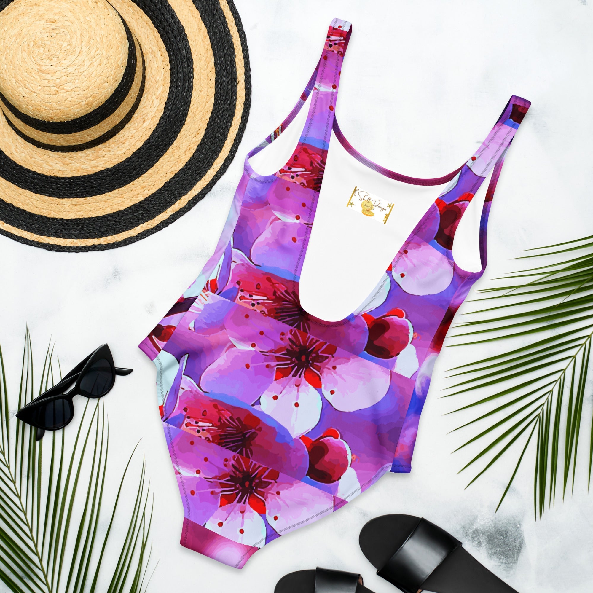 Beautiful Butterfly with Cherry Blossoms Beachwear One-Piece Swimsuit