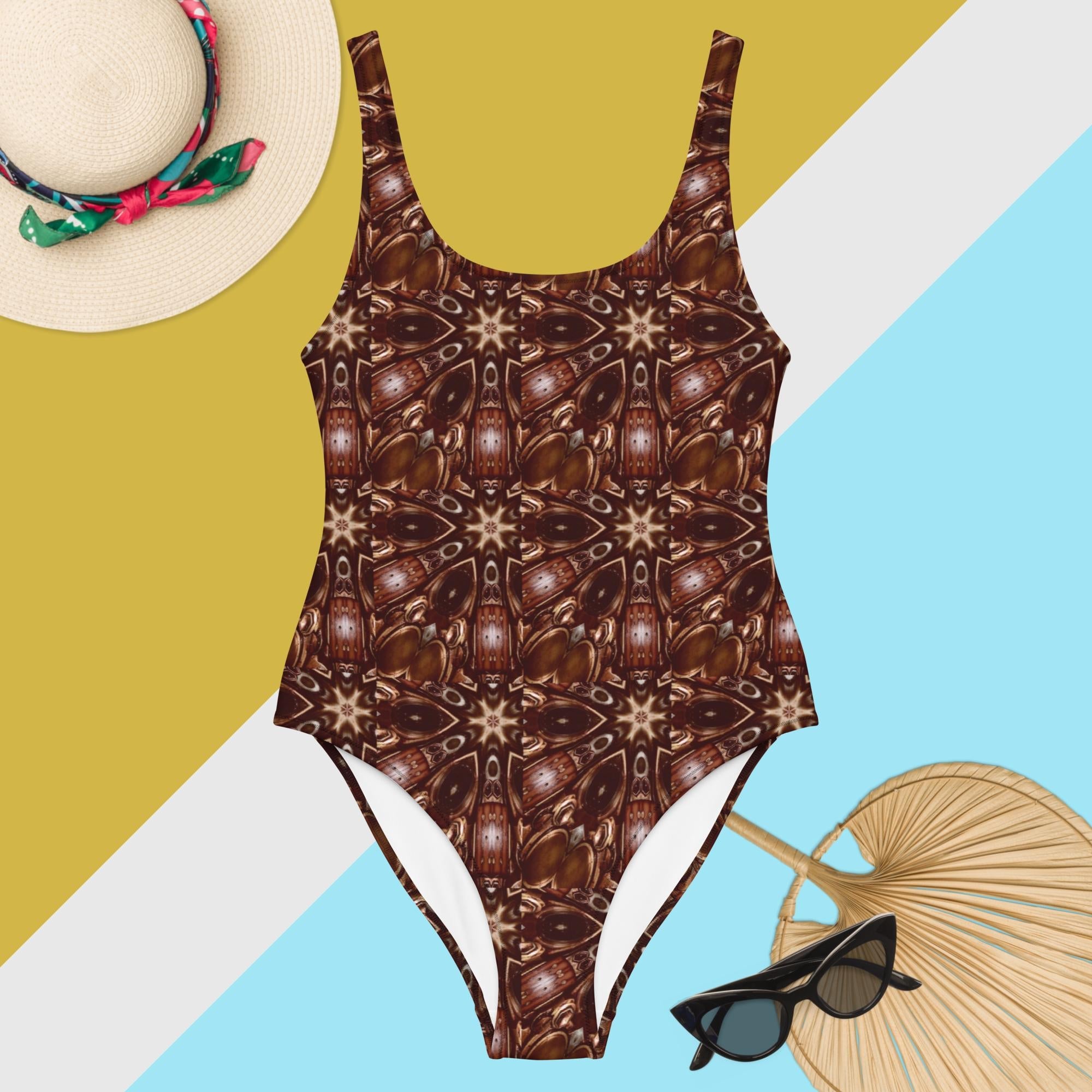 Brown Steampunk Design
 One-Piece Swimsuit