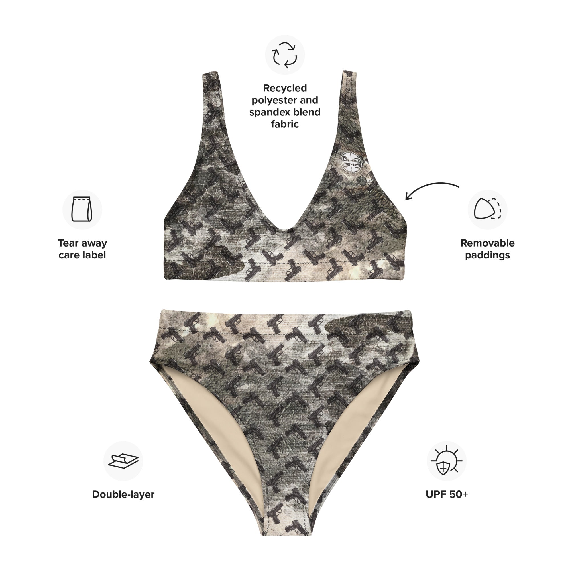 Gunpowder Pistol Palooza High-Waisted Bikini Set
