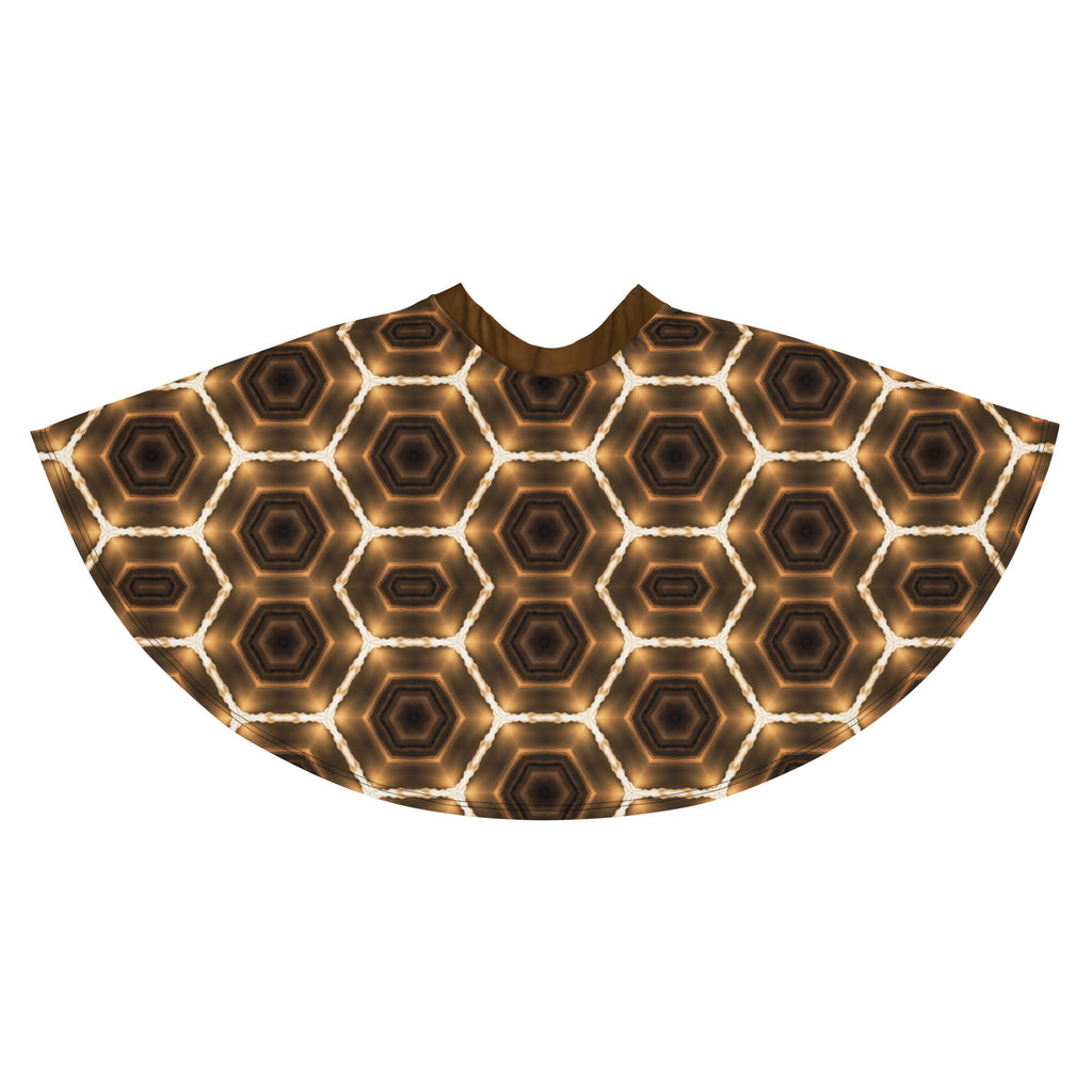 Brown Honeycomb Pattern Short Skater Skirt