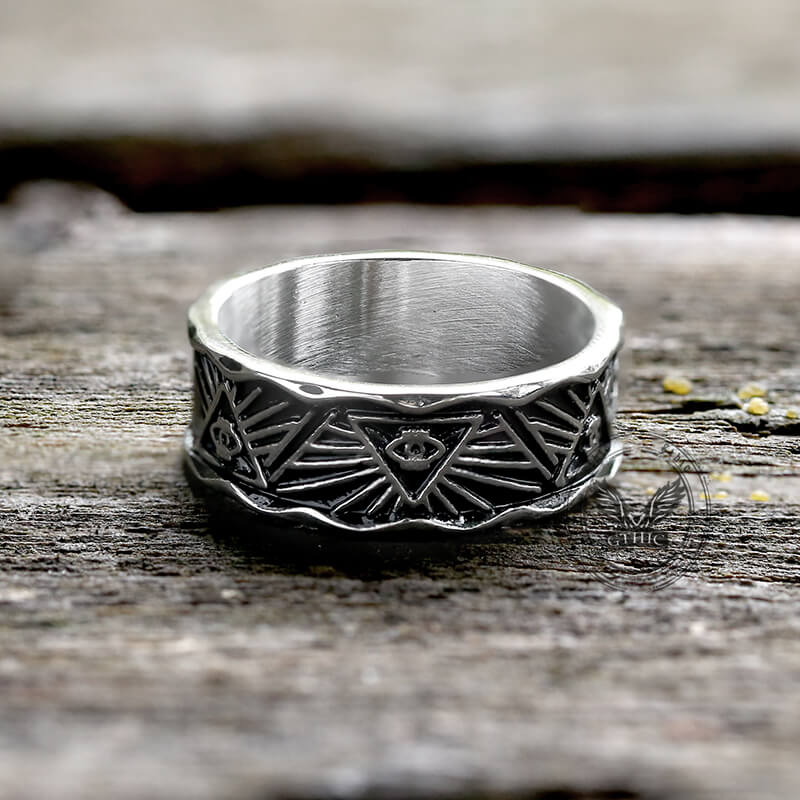 All-Seeing Eye Stainless Steel Band Ring