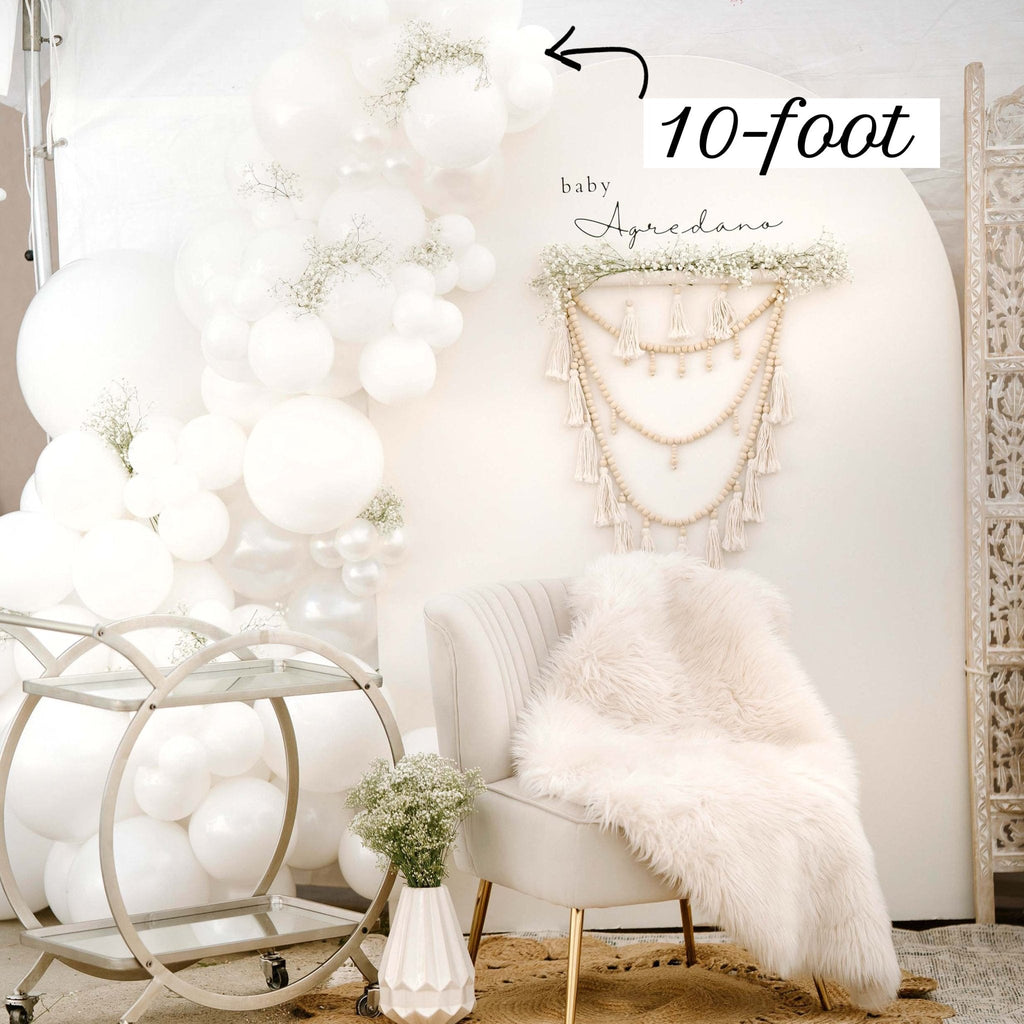 White Wedding Balloon Garland Kit – Pearl & Matte