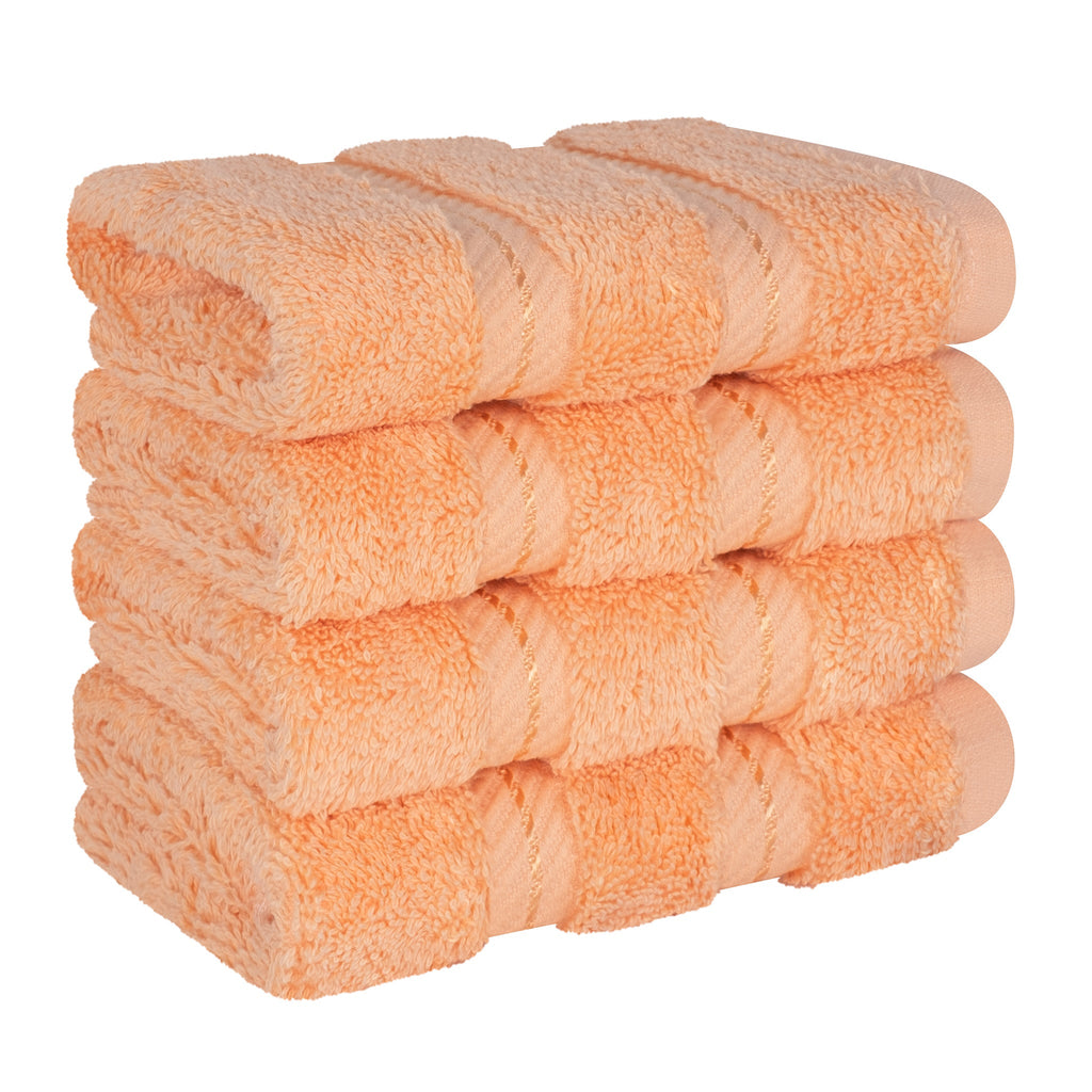 4 Piece 100% Cotton Softness, Elegance, Comfort Washcloth Turkish Towel Set