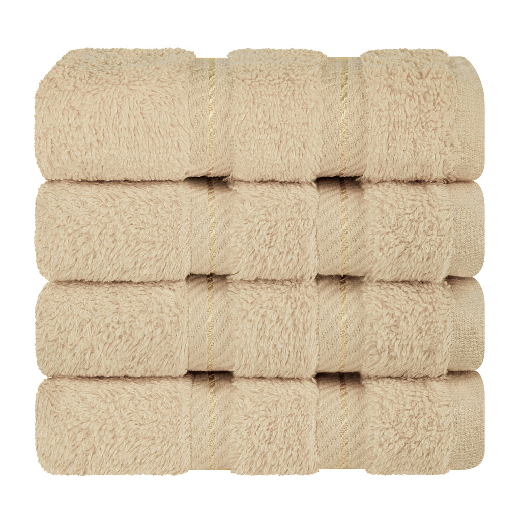 4 Piece 100% Cotton Softness, Elegance, Comfort Washcloth Turkish Towel Set