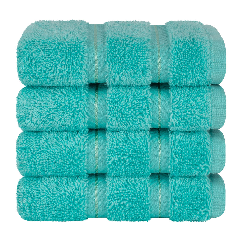 4 Piece 100% Cotton Softness, Elegance, Comfort Washcloth Turkish Towel Set