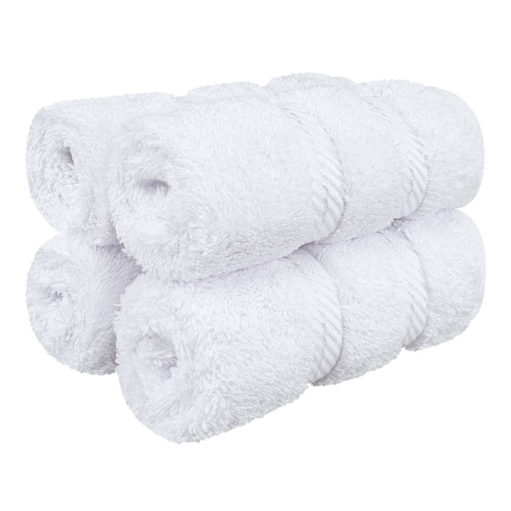 4 Piece 100% Cotton Softness, Elegance, Comfort Washcloth Turkish Towel Set