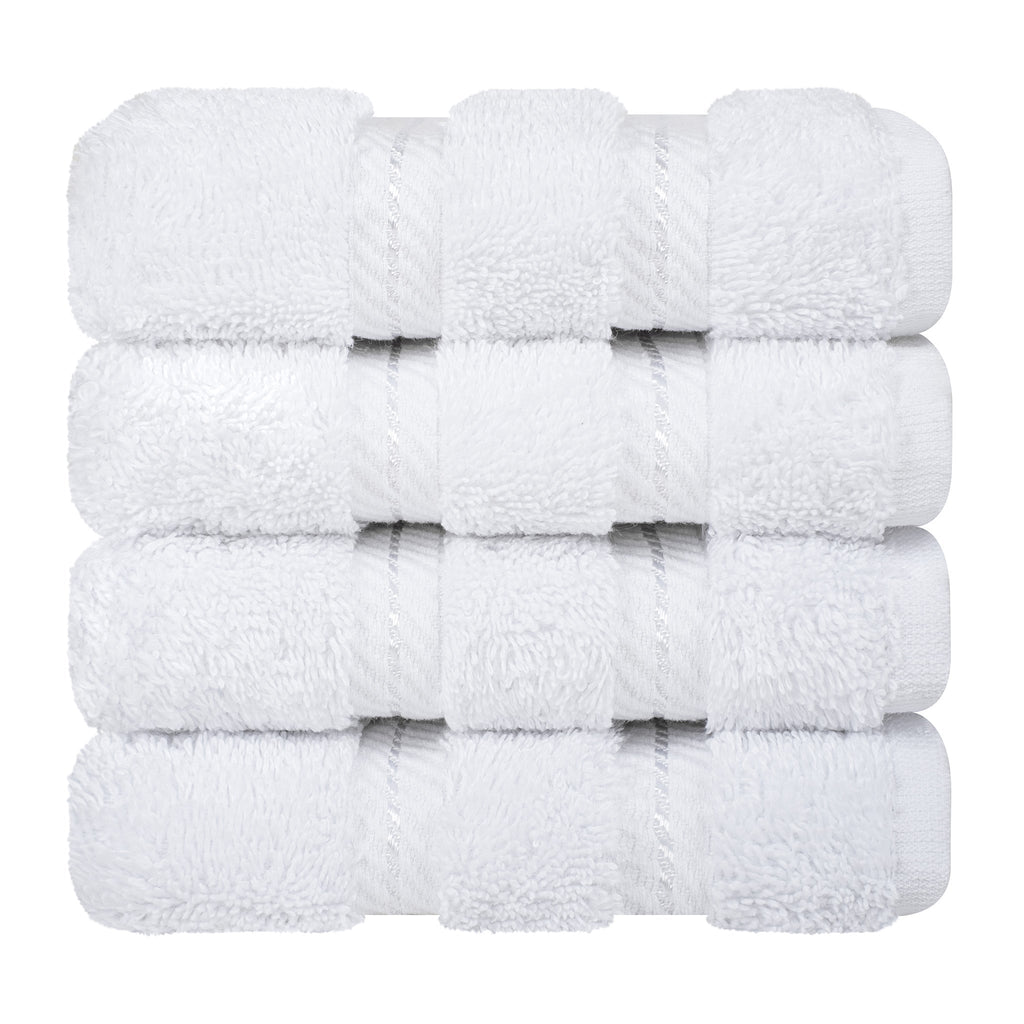 4 Piece 100% Cotton Softness, Elegance, Comfort Washcloth Turkish Towel Set