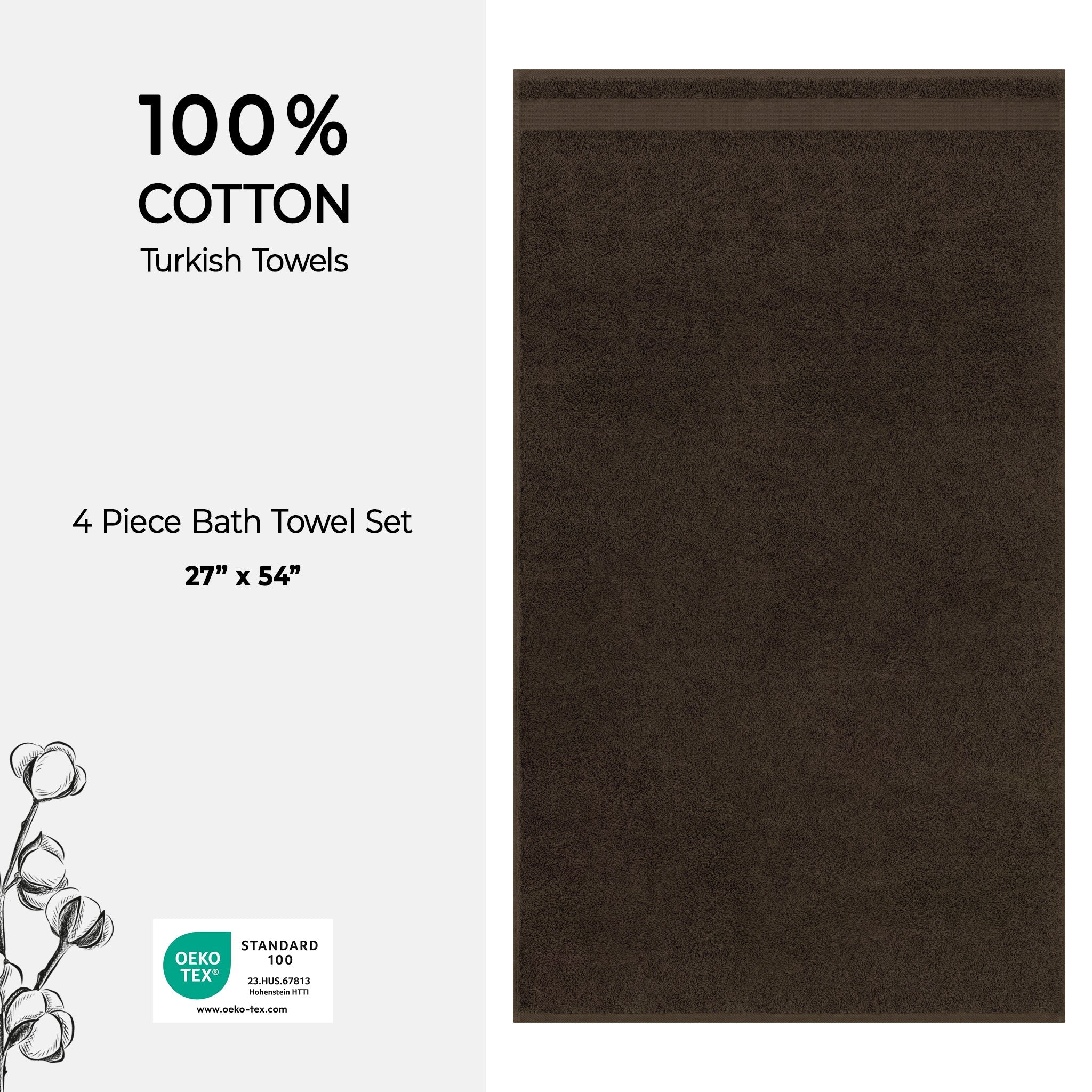 American Soft Linen Bekos 100% Cotton Turkish Towels, 4 Piece Bath Towel Set