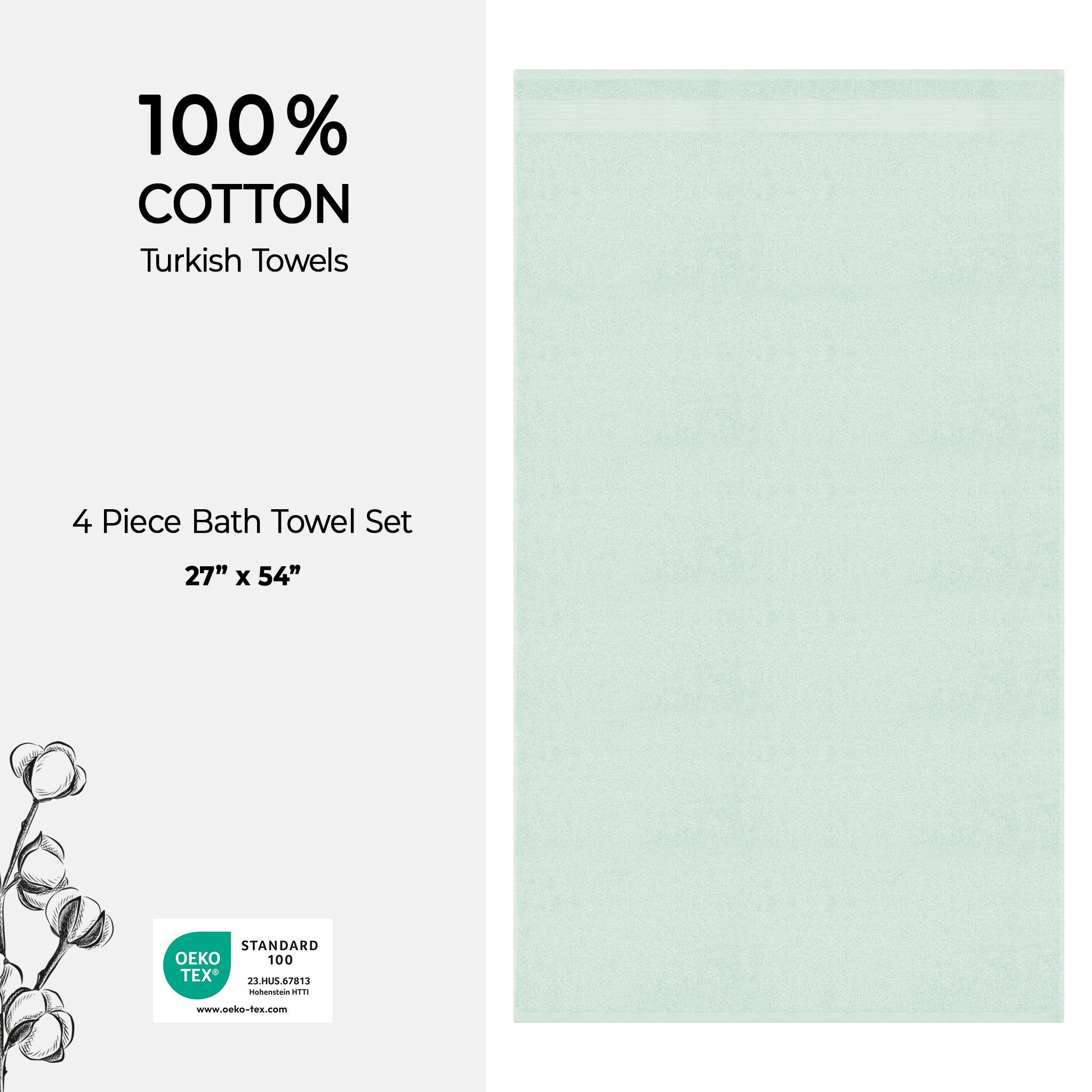 American Soft Linen Bekos 100% Cotton Turkish Towels, 4 Piece Bath Towel Set