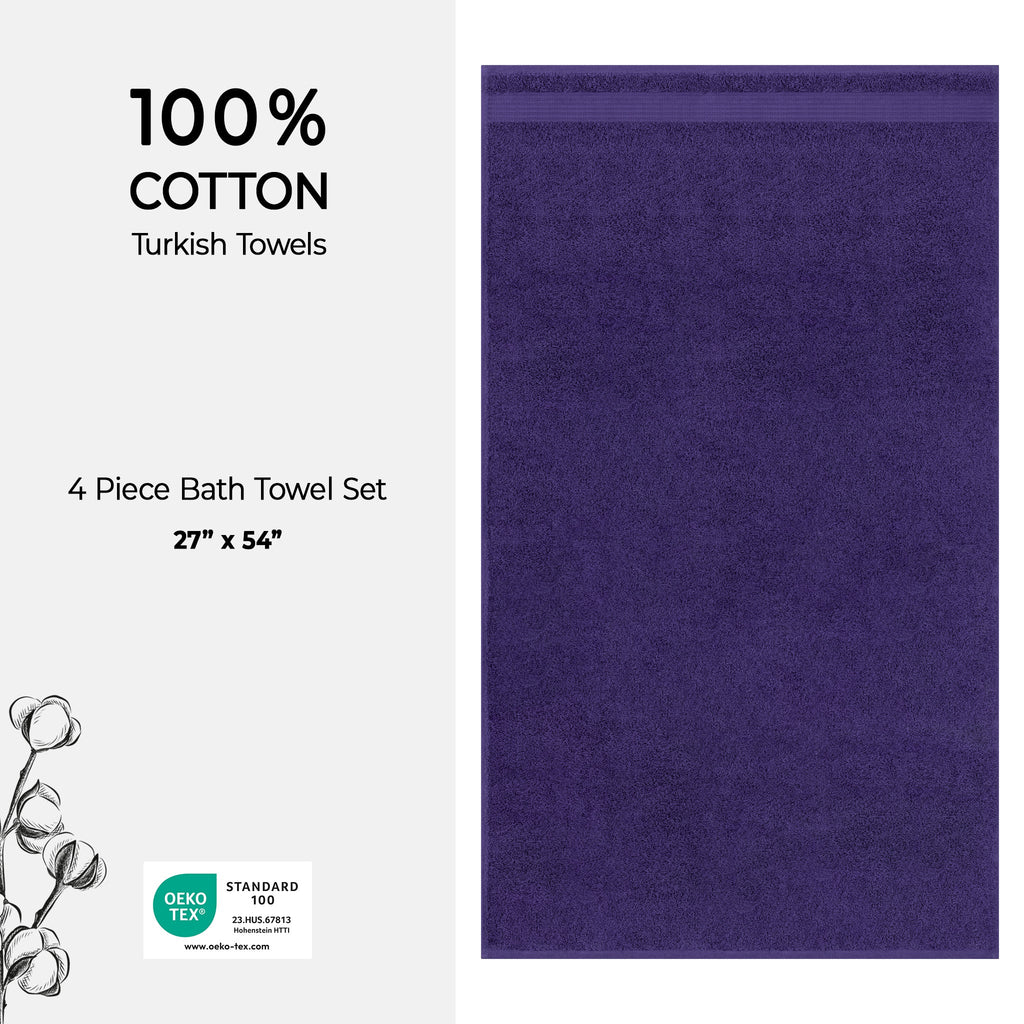 American Soft Linen Bekos 100% Cotton Turkish Towels, 4 Piece Bath Towel Set