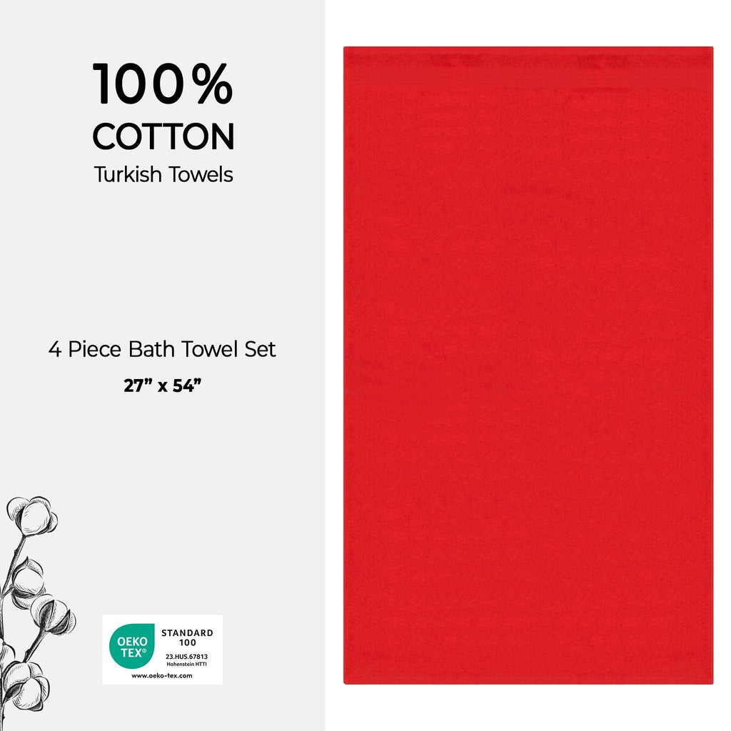 American Soft Linen Bekos 100% Cotton Turkish Towels, 4 Piece Bath Towel Set