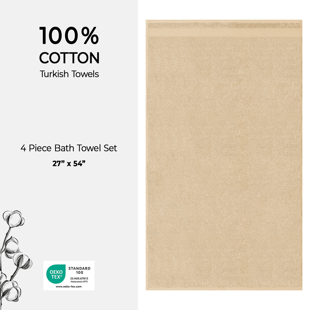 American Soft Linen Bekos 100% Cotton Turkish Towels, 4 Piece Bath Towel Set