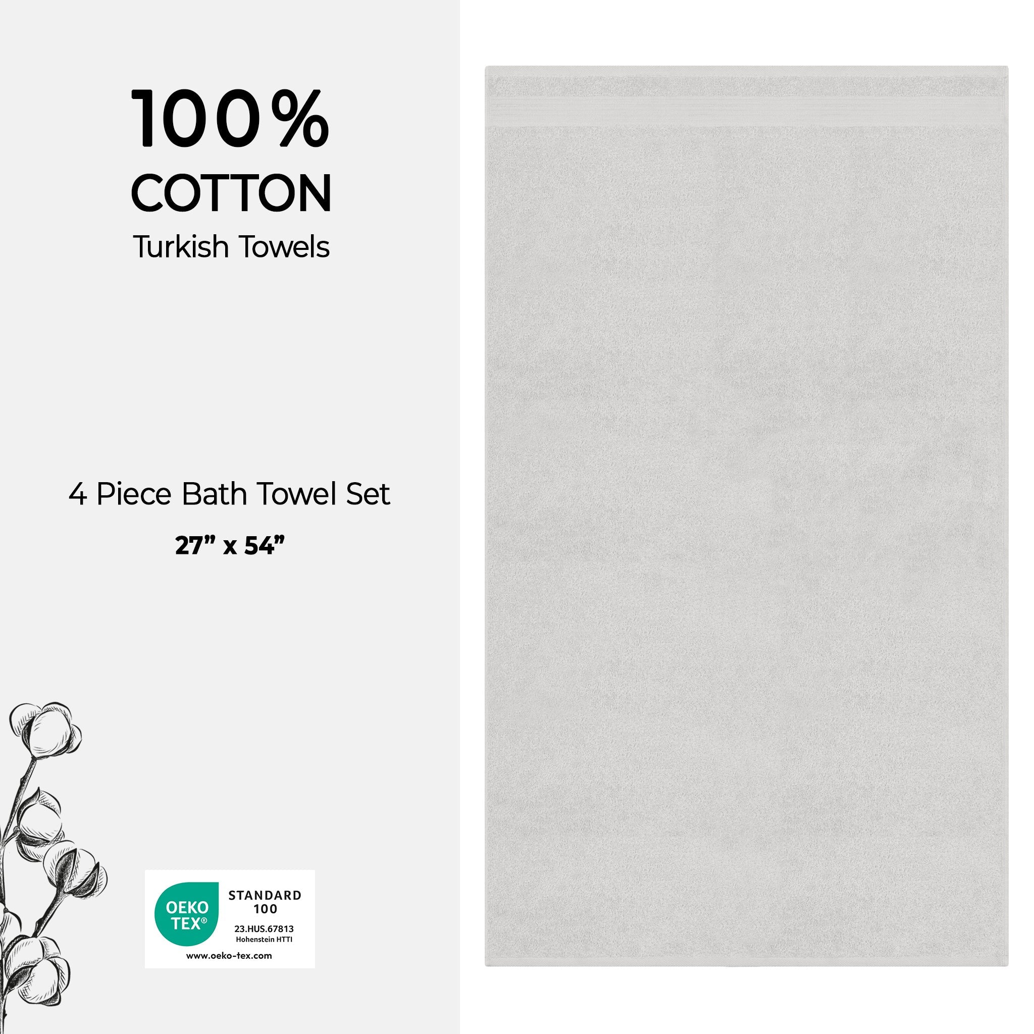 American Soft Linen Bekos 100% Cotton Turkish Towels, 4 Piece Bath Towel Set