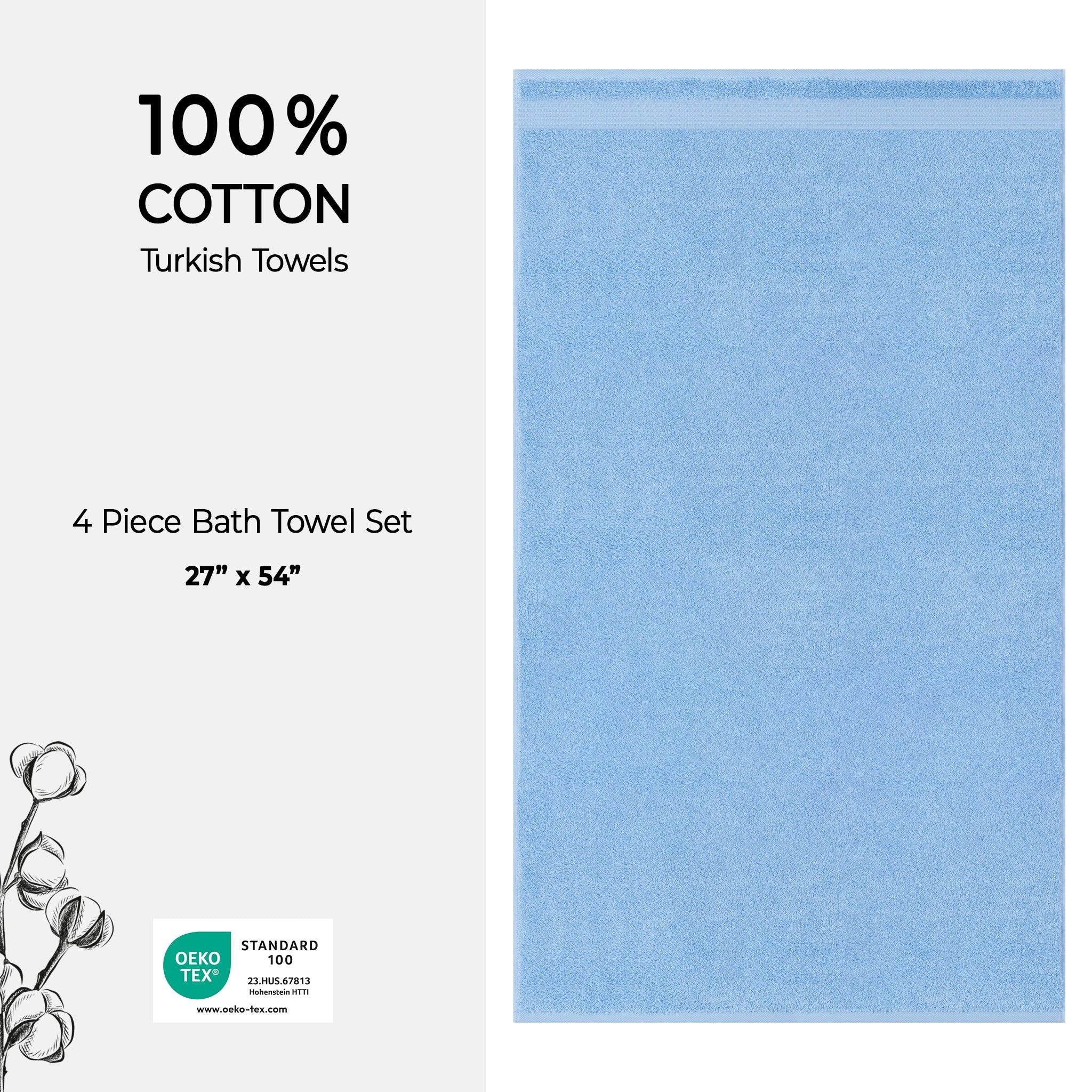 American Soft Linen Bekos 100% Cotton Turkish Towels, 4 Piece Bath Towel Set