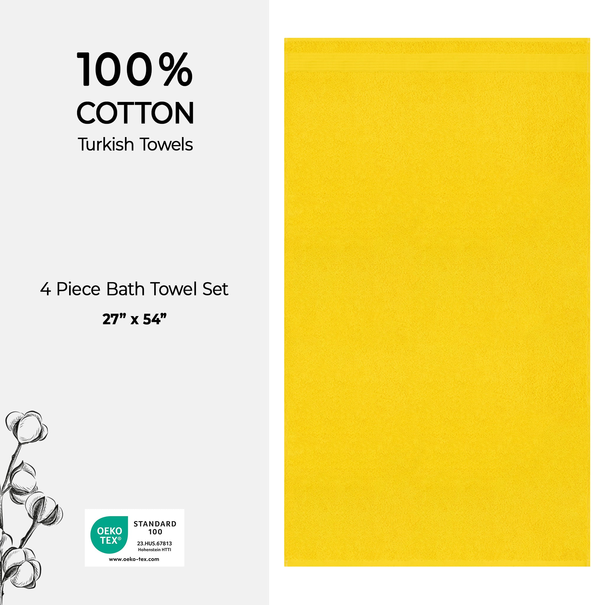 American Soft Linen Bekos 100% Cotton Turkish Towels, 4 Piece Bath Towel Set