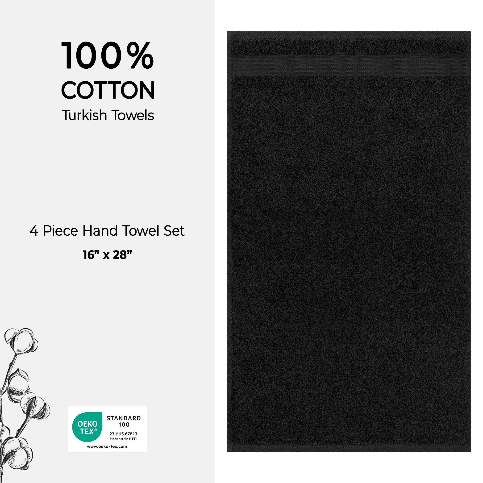 American Soft Linen Bekos 100% Cotton Turkish Towels, 4 Piece Hand Towel Set