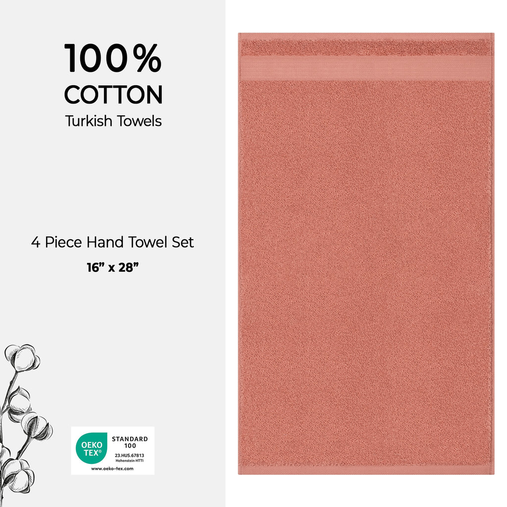 American Soft Linen Bekos 100% Cotton Turkish Towels, 4 Piece Hand Towel Set