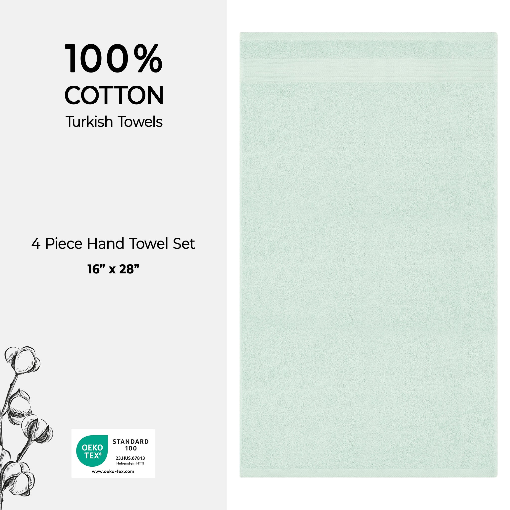 American Soft Linen Bekos 100% Cotton Turkish Towels, 4 Piece Hand Towel Set
