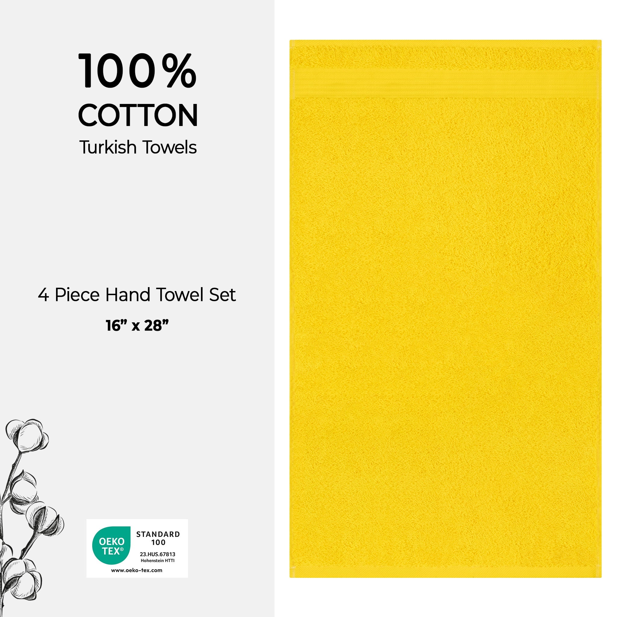 American Soft Linen Bekos 100% Cotton Turkish Towels, 4 Piece Hand Towel Set