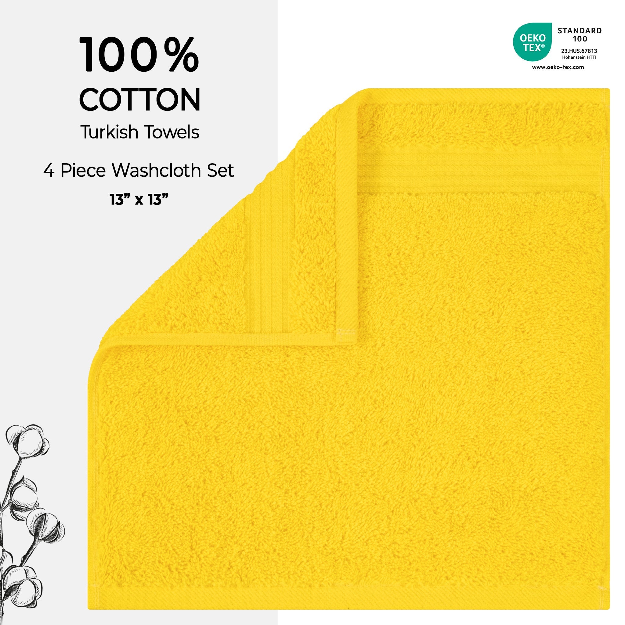 American Soft Linen Bekos 100% Cotton Turkish Towels, 4 Piece Washcloth Towel Set