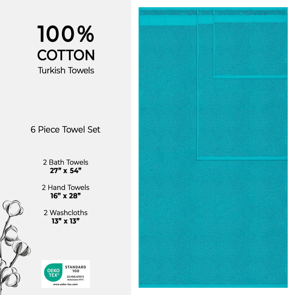 American Soft Linen Bekos 100% Cotton Turkish Towels 6 Piece Bath Towel Set with 18 Different Colors